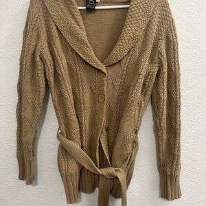 PRICE DROP ❤️Always Tan Cardigan Sweater with Cable Knit and Waist Tie